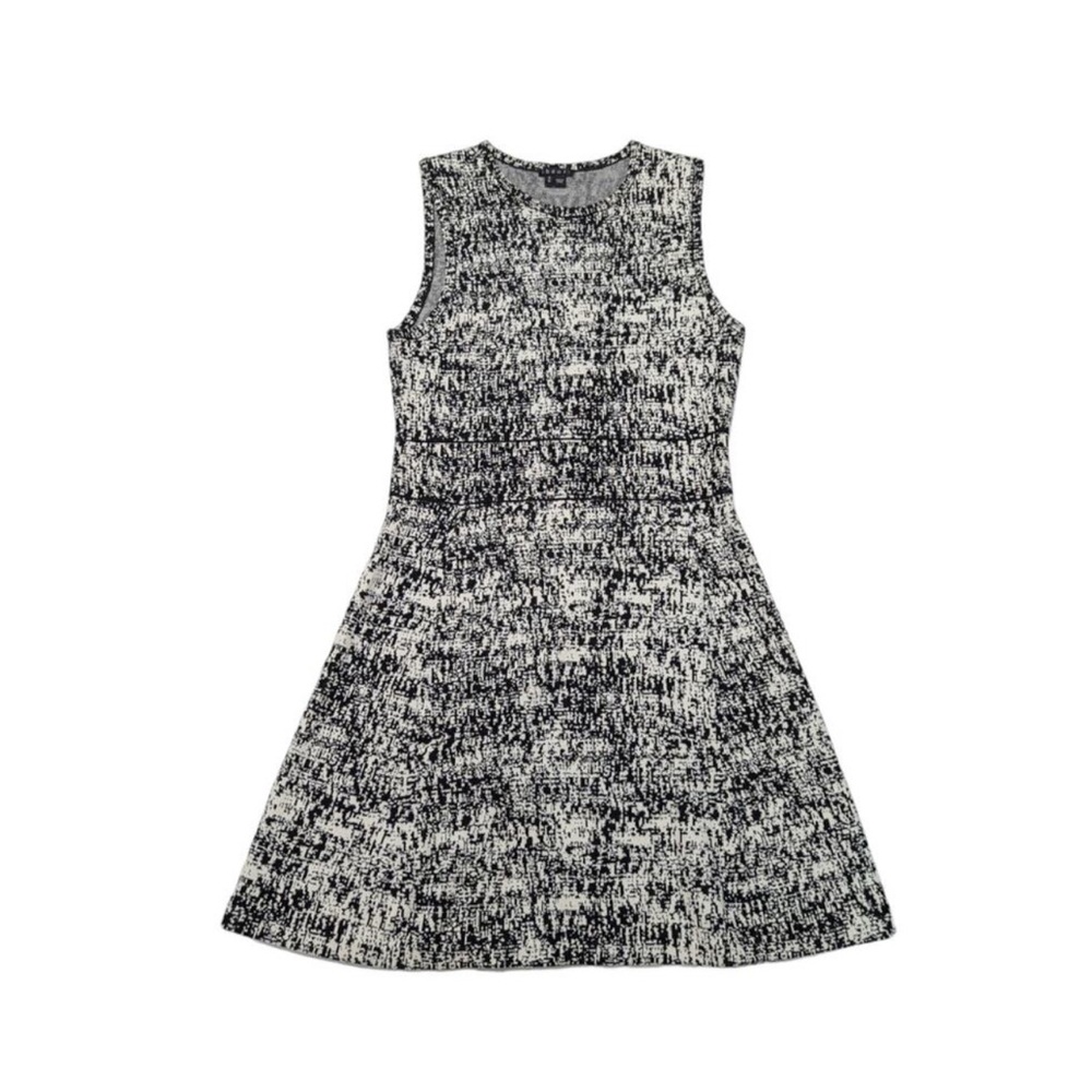 Theory Dress L Black White Alancy Tweedscape Sweater Mini
